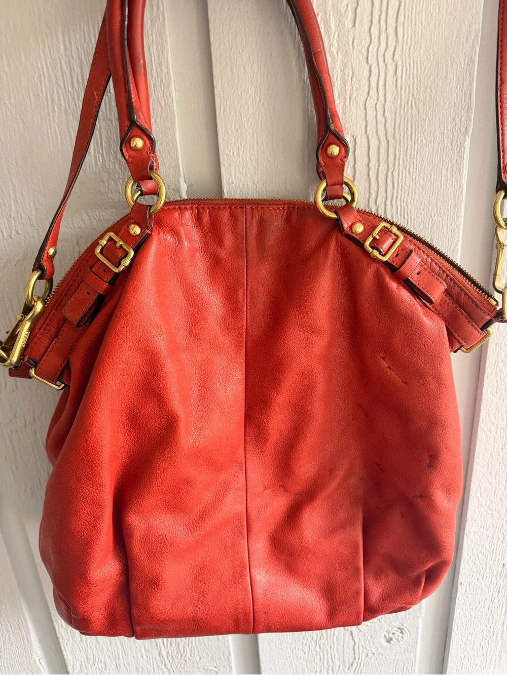 Coach Red Leather Tote Bag